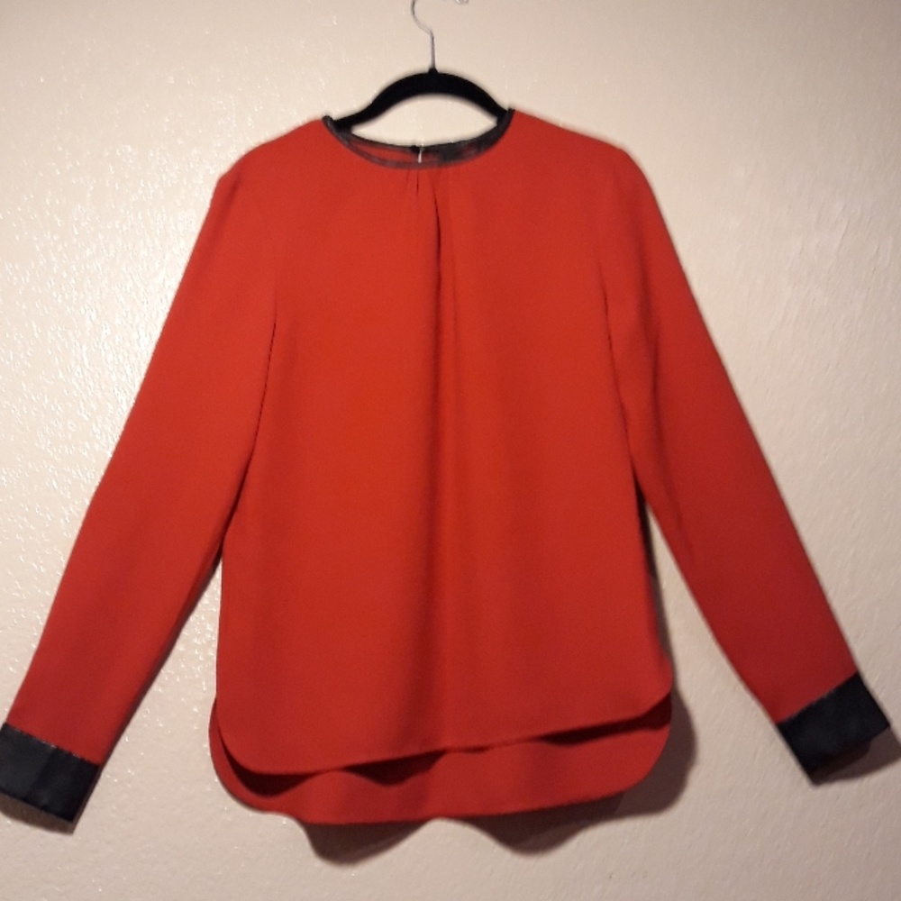 Zara Red & Black Long Sleeve Top XS